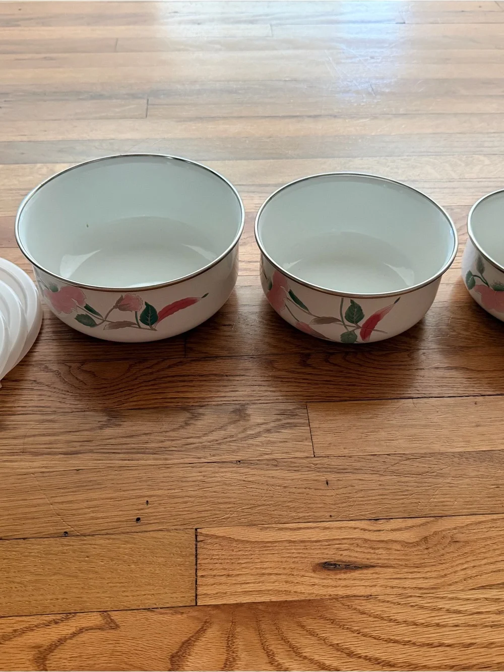 Vintage Mikasa “Silk Flowers” 6 piece enamel mixing bowl set